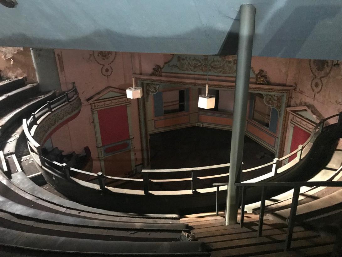 Inside Doncaster Grand Theatre from the Dress Circle over looking the stage